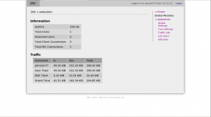 ZNC 0.090 Webadmin Traffic Info - Default Skin