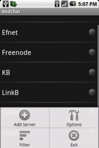 AndChat Options Menu