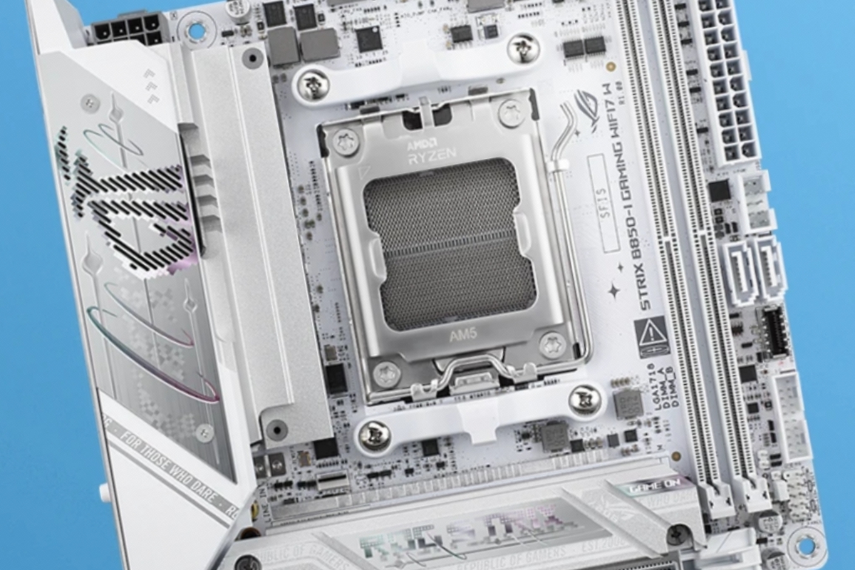 The small ASUS ROG STRIX B850-I Gaming WiFi7 goes white
