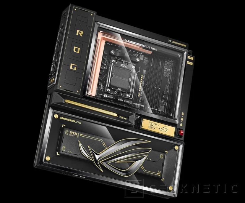 Geeknetic Pure copper heatsinks and a 6.67 AMOLED LCD screen" on the ASUS ROG Crosshair X870E and Ryujin 360 Edition 20 2 combo