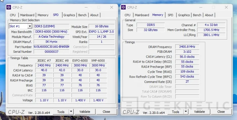 Geeknetic XPG NOVAKEY RGB DDR5 6000 C30 Review: Infinity Mirror Design and up to 6800 MT/s without touching voltages 9