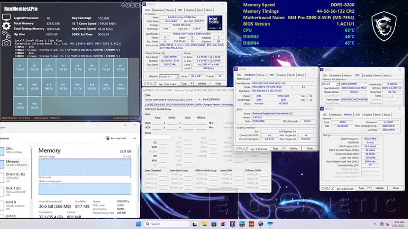 Geeknetic MSI expands support for CXMT memories with speeds of up to 8,600 MT/s on its boards with Intel Z890 2 chipset