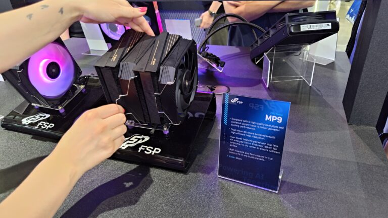 The FSP MP9 comes with a double tower, 6 heatpipes and two 28 and 30 mm fans to reinforce the air cooling range