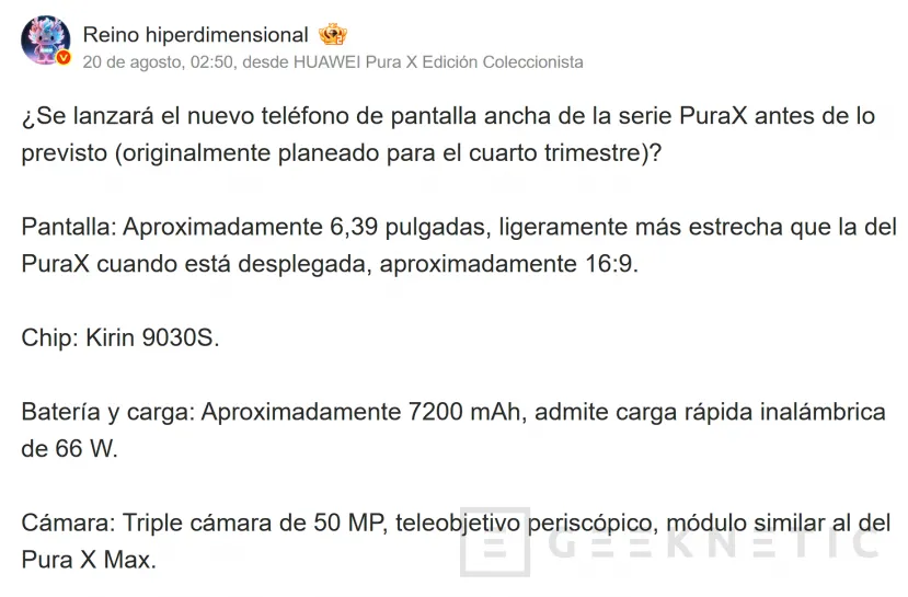 Geeknetic HUAWEI presents the Pura X View, the first non-folding phone with a 16:9.5 screen 5