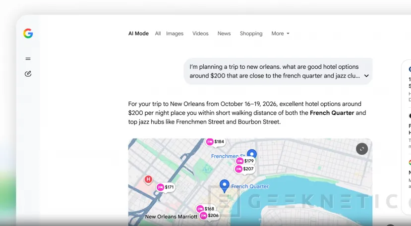 Geeknetic Google integrates flights and hotels into its search with AI to facilitate travel and help you with reservations and tickets 3