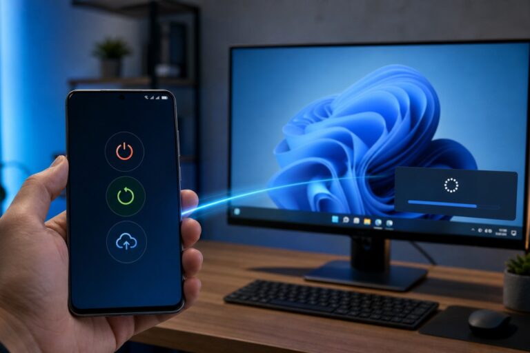 Windows 11 prepares controls to turn off, restart and update the PC from an Android mobile
