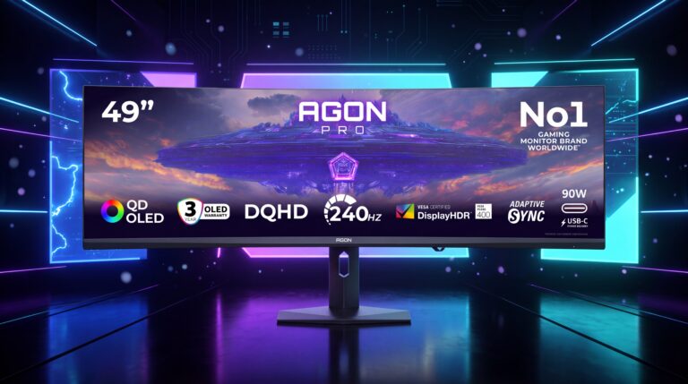 AOC brings a 48.9-inch, 5,120 x 1,440 pixel, 240 Hz QD-OLED monitor to Gamescom
