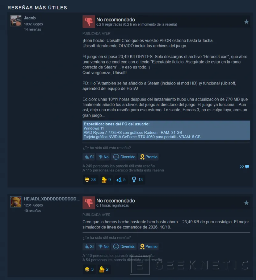 Geeknetic Ubisoft publishes Heroes of Might & Magic 3 on Steam but forgets to upload the game files and unleashes criticism 2
