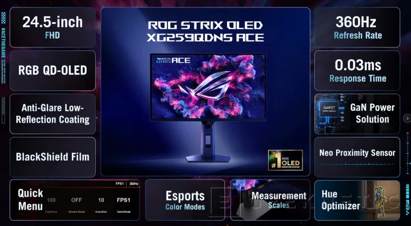 Geeknetic ASUS ROG Swift OLED PG259QWS Ace: 720 Hz to be crowned the world's fastest OLED monitor 7