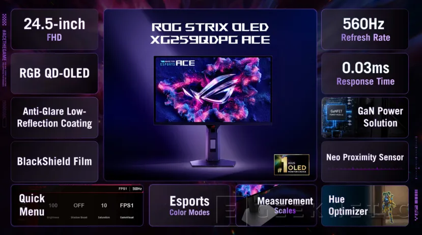 Geeknetic ASUS ROG Swift OLED PG259QWS Ace: 720 Hz to be crowned the world's fastest OLED monitor 5