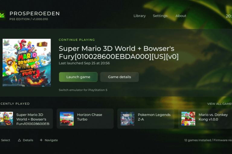ProsperoEden is the Nintendo Switch emulator for PS5 in Alpha version, capable of running CupHead at 60 FPS