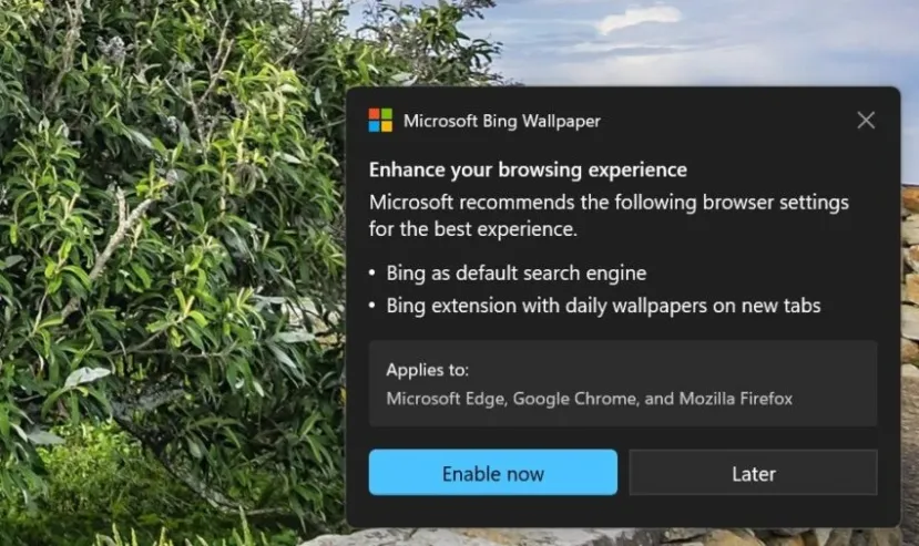 Geeknetic This is what happens when you click on the Windows 11 desktop after installing the latest Bing Wallpaper 2 update