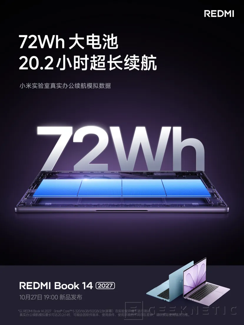 Geeknetic Xiaomi confirms the Redmi Book 14 2027 with Intel Wildcat Lake, 2.8K screen and presentation on October 27 2