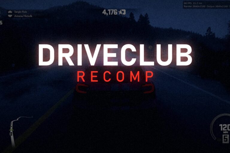 DriveClub Recomp allows you to run the PS4 game natively on PC with Vulkan and resolution up to 8K